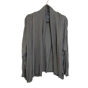 PLANET by Lauren G Ribbed Drape Open‎ Front Cardigan Size OS Gray Casual Travel